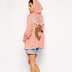 NWT Wildfox White Label Deer Head 🦌 Cabin Hoodie Sweater S